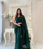 Green Georgette Heavy Sequance Embroidery Work Bollywood Party Style Celebrity Style Girlie Fancy Saree