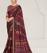 Maroon Rangkat tussar silk blend Bandhani Printed With Thread Embroidery Work Heavy Wedding Ceremony Wear Saree
