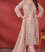 Peach georgette embroidery work trendy graceful ceremonial pakistani salwar kameez