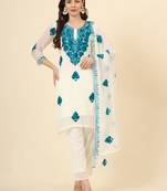 Rama georgette chikankari embroidery work graceful elegant look festive wear girlie readymade suit
