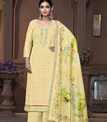 Yellow modal designer printed with hand work heavy looks traditional salwar suit for indian girls