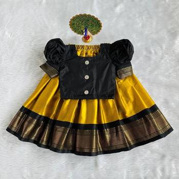 Baby girl art silk readymade lehenga choli and dupatta set 1