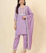 Purple vichitra silk designer embroidery work graceful ethnic readymade suit for girlie party looks