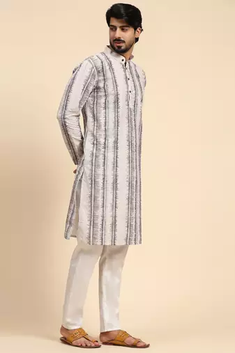 Grey color viscose cotton digital print kurta 