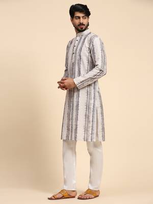 Grey color viscose cotton digital print kurta  4