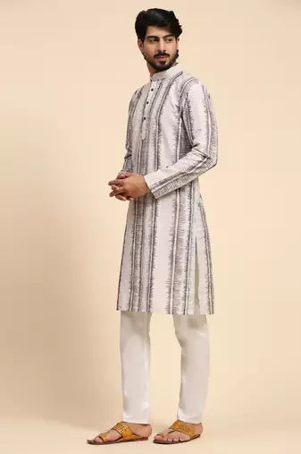 Grey color viscose cotton digital print kurta 