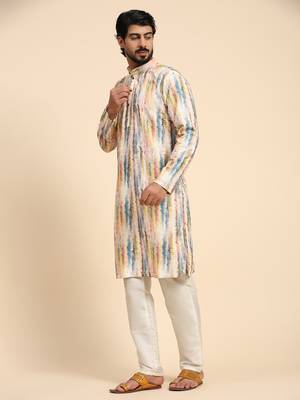 Multi color viscose cotton digital print kurta  4