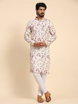 Mauve tie dye color linen digital print kurta  1