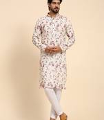 Mauve tie dye color linen digital print kurta 