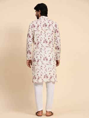 Mauve tie dye color linen digital print kurta  2
