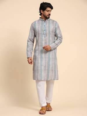 Multi color linen digital print kurta  1