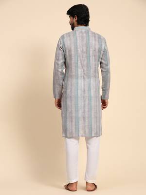 Multi color linen digital print kurta  2