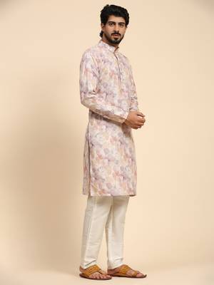 Mauve color pure cotton sequence work kurta  3