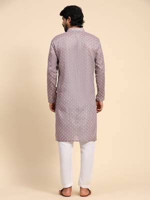 Purple color linen motif digital print kurta  2