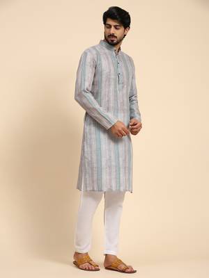 Multi color linen digital print kurta  3
