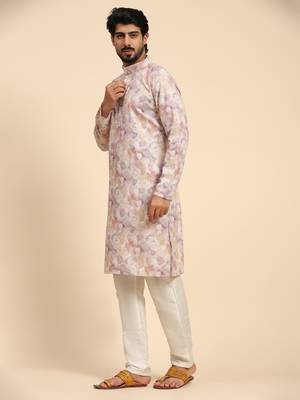 Mauve color pure cotton sequence work kurta  4