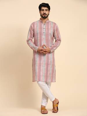 Multi color linen digital print kurta  1