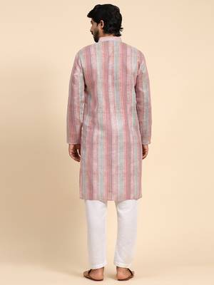 Multi color linen digital print kurta  2