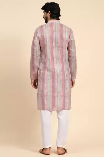 Multi color linen digital print kurta 