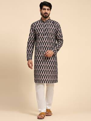 Black color viscose cotton digital print kurta  1