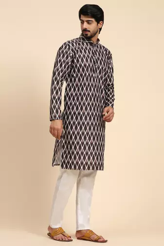Black color viscose cotton digital print kurta 