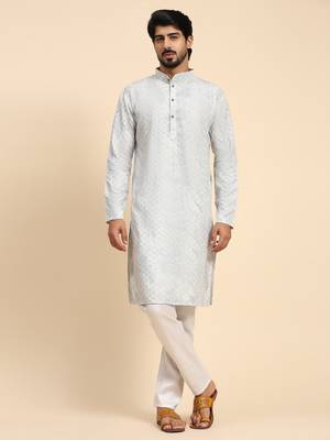Light blue color pure cotton sequence work kurta  1