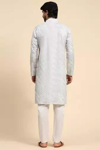 Light blue color pure cotton sequence work kurta 