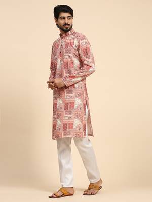 Multi color pure cotton sequence work with abstract print kurta  4