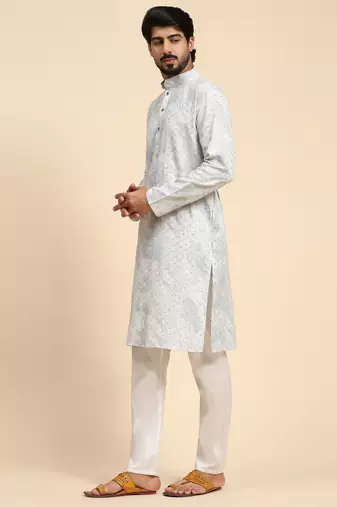 Light blue color pure cotton sequence work kurta 