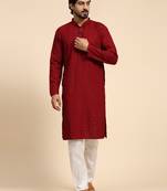 Maroon color rayon cotton chikankari work kurta 