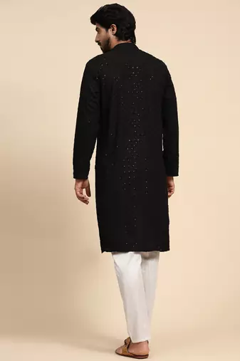 Black color rayon cotton chikankari work kurta 