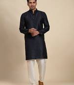 Navy blue viscose jacquard jacquard kurta
