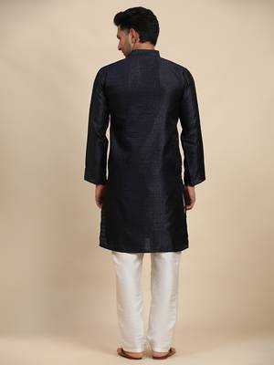 Navy blue viscose jacquard jacquard kurta 2