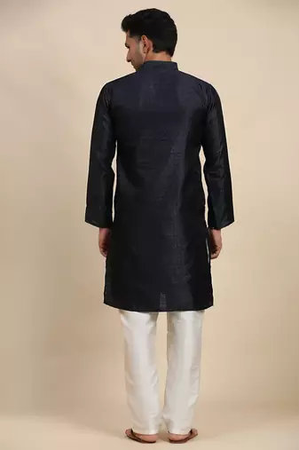 Navy blue viscose jacquard jacquard kurta