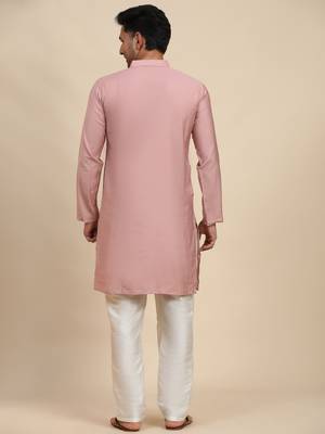 Pink viscose rayon self weaved kurta 2