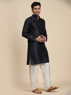 Navy blue viscose jacquard jacquard kurta 4