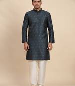 Navy blue viscose jacquard jacquard kurta