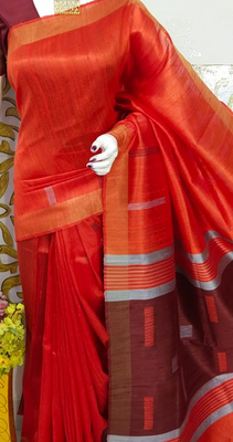 Bhagalpuri Pure Raw Silk Saree With Blouse  2