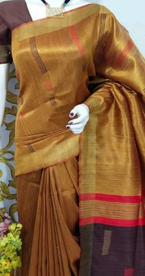 Bhagalpuri Pure Raw Silk Saree With Blouse  2