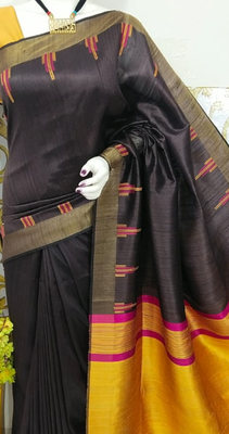 Bhagalpuri Pure Raw Silk Saree With Blouse  2