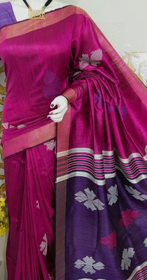 Bhagalpuri Pure Raw Silk Saree With Blouse  2