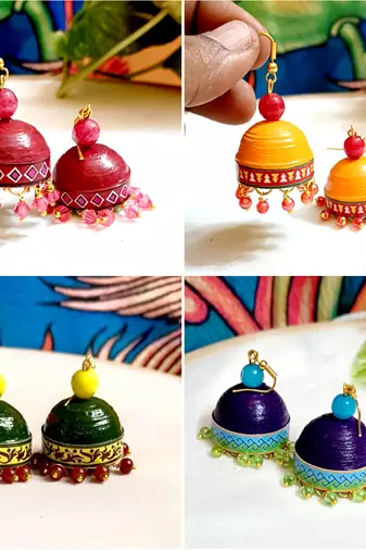 Quilled hanging  jhumkas 8