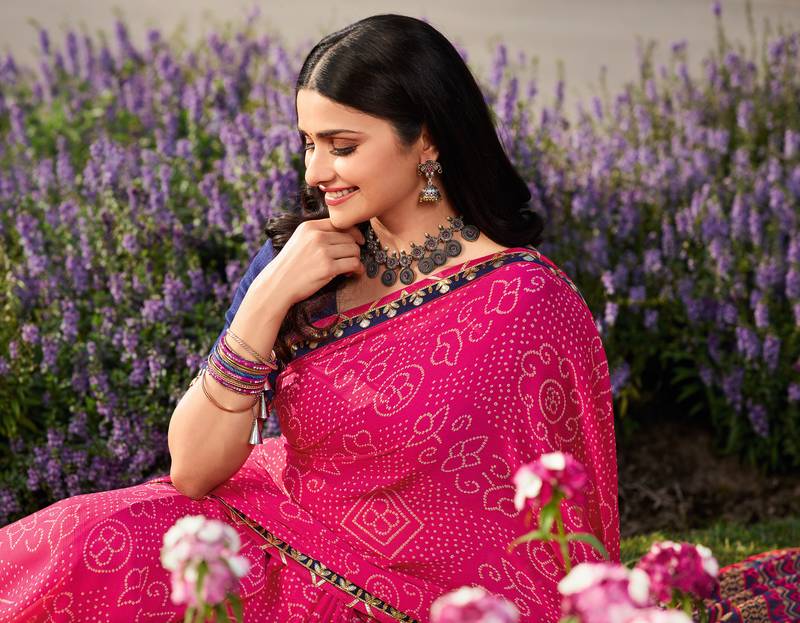 Pink Printed Saree & Rich Pallu With Lace Border Work And Banglory Blouse And Saree For Women 