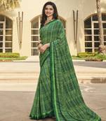 Green Prachi Georgette silk bland all over printed & Lace Border saree with Blouse