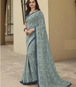 Grey Prachi Georgette silk bland all over printed & Lace Border saree with Blouse