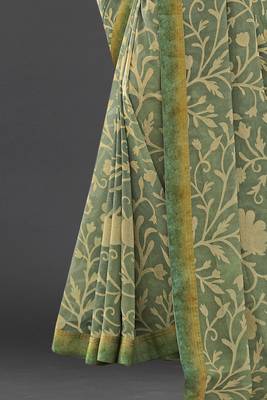 Mahendi Prachi Georgette silk bland all over printed & Lace Border saree with Blouse 3