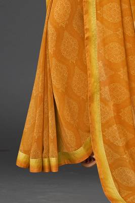 Orange Prachi Georgette silk bland all over printed & Lace Border saree with Blouse 3