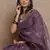 Wine kota doria polyester floral print golden zari border saree