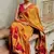 Mustard vichitra silk silk blend geometric print lace border saree