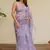 Light dusty purple organza floral print golden gota work golden border saree